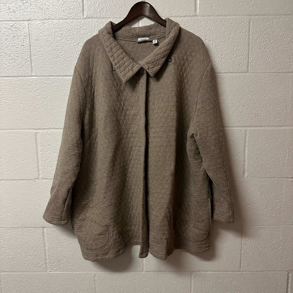 Quilted Shawl Collar Coat - Brown
